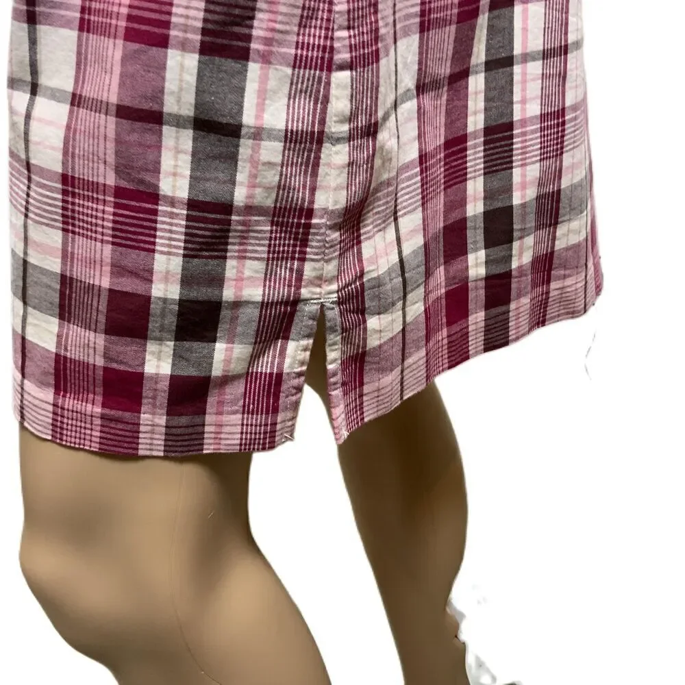 Lady Hagen Womens Pink Plaid Knee-length Stretchy‎ Preppy Academia Skort Medium